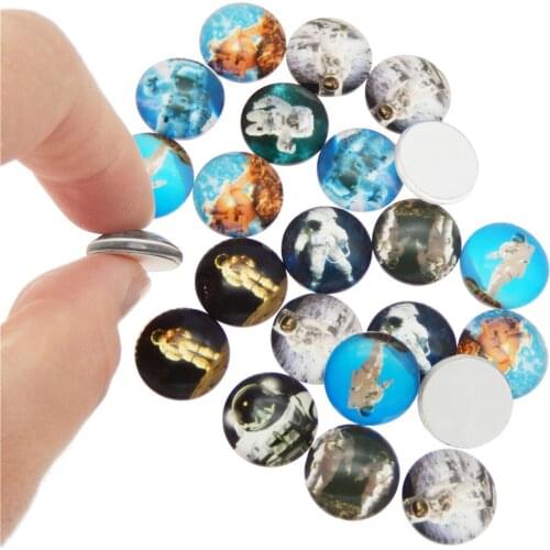 10-50pcs Astronaut Design Glass Cameo Flatback Dome Cabochon Mixed Spaceman For Craft DIY Jewelry Making Findings 8-30MM