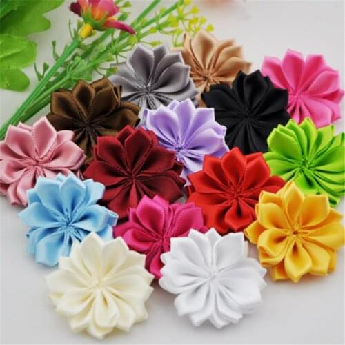 10 pcs satin ribbon flowers appliques wedding sewing DIYcraft decoration B22