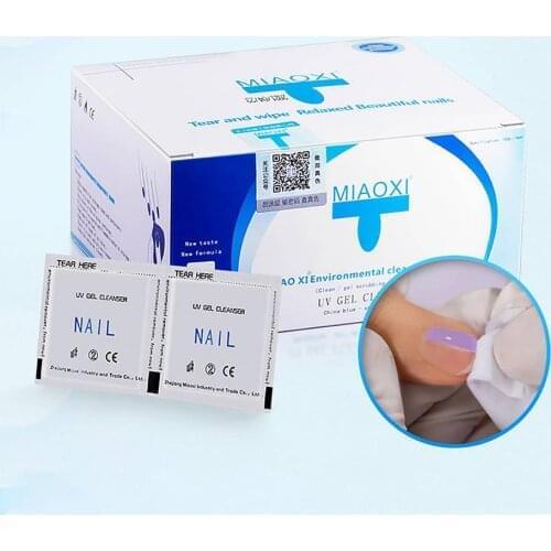 100pcs/box Nail Wipes Lint Free Non Woven Nail Polishing Glue Cleaning Pads Manicure Cleaner Wipes for Removing Nail UV Gel