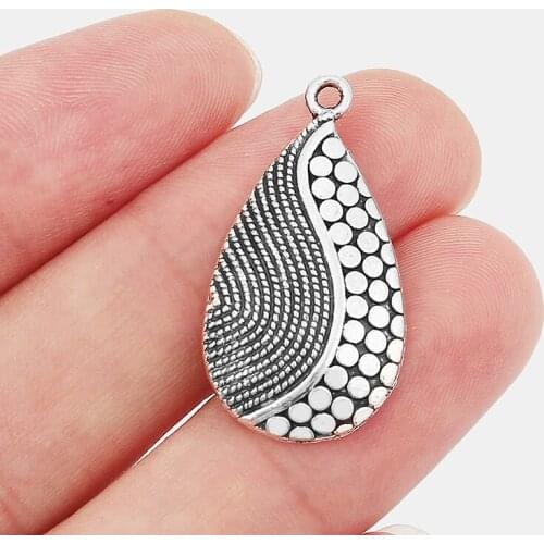 14PCS Water-drop/Teardrop Wave Charm Pendant Pendant for Necklace Earring Jewelry Findings Making 36*11mm