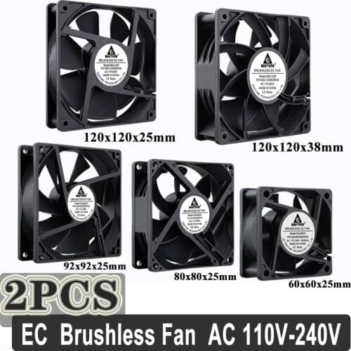 2PCS Gdstime EC Brushless Cooling Fan AC 110V 120V 220V 240V Ball Bearing Axial Fan 60MM 80MM 90MM 120MM