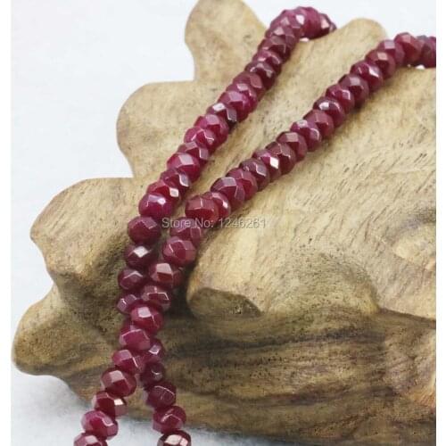 2x4mm Chalcedony Girl Ornaments Jewelry making Design Faceted Dark Red Abacus Loose Beads DIY Stone For Necklace Bracelet 15inch