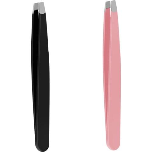 340 Stainless Steel Eyebrow Tweezer Set 9.5cm Slant Tip Point Tip Flat Tip Rose Red Black Tweezers For Hair Removal Face Beauty