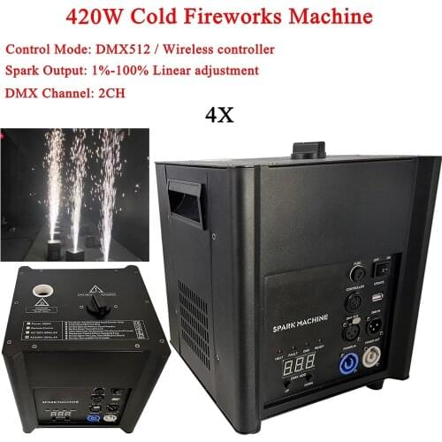 4Pcs/Lot 420W Cold Spark Machine Spark Height 1-5m Wireless Remote/Dmx512 Sparkular Firework Cold Fire Stage DJ Effect Machine