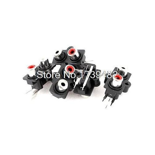 5pcs PCB Mount 2 Position Stereo Audio Video Jack AV Socket RCA Female Connector