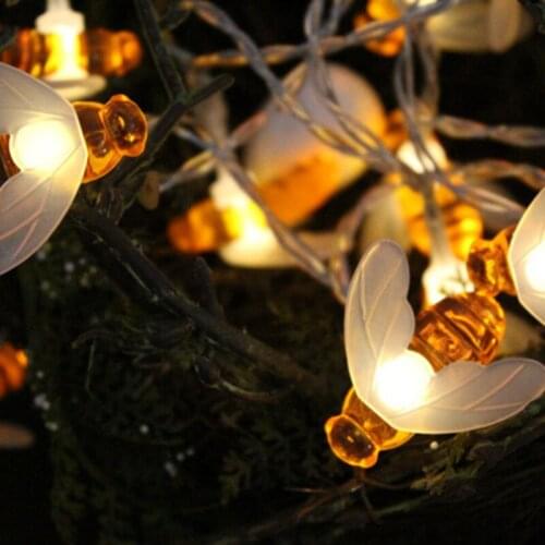 6m 5m Cute Honey Bee LED Fairy String Lights Garland Christmas Lights for Room Garden Outdoor Wedding Decoration New Year Gits
