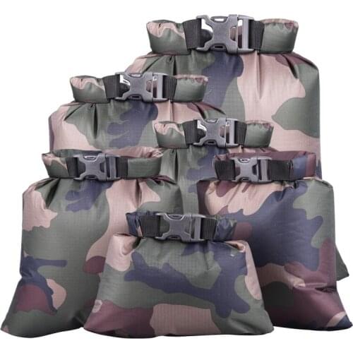 6pcs Outdoor Dry Waterproof Bag Camouflage Tactical Pack Drifting Bag Sack Mobile Phone Floating Gear Outdoor Storage Bags