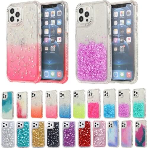Glitter Bling Case for iPhone 12 11 Pro Max SE2020 XR XS 6 7 8 Plus Shockproof Bumper Back Cover TPU PC Hybrid Armor Phone Coque