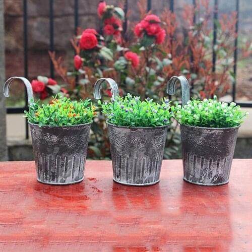 Flower Pot Garden Hanging Balcony Plant Home Decor Metal Iron Potted Planter 2