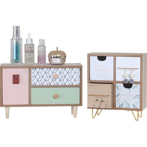 Wooden Sundries Cosmetics Drawer Dresser Cabinet Skin Care Make Up Products Locker Table Shelf Jewelry Nordic Style Storage Box