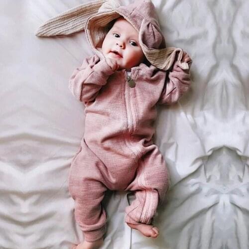 Kids clothes baby one-piece romper long-eared rabbit cartoon design Spring Autumn boys girls 0-2Age babe quality clothing cotton