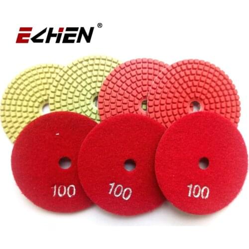 10 Pcs Grit #100 Wet Polishing Pads Diamond Sanding Disc Flexible Stone Granite Marble Concrete Quartz Porcelain Velcro Backed