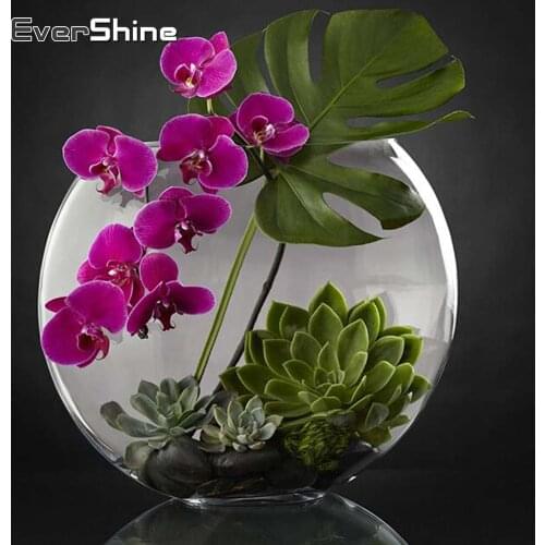 EverShine Diamond Embroidery Flower Full Drill Square Diamond Painting 5D DIY Orchid Picture Rhinestones Mosaic Home Decor