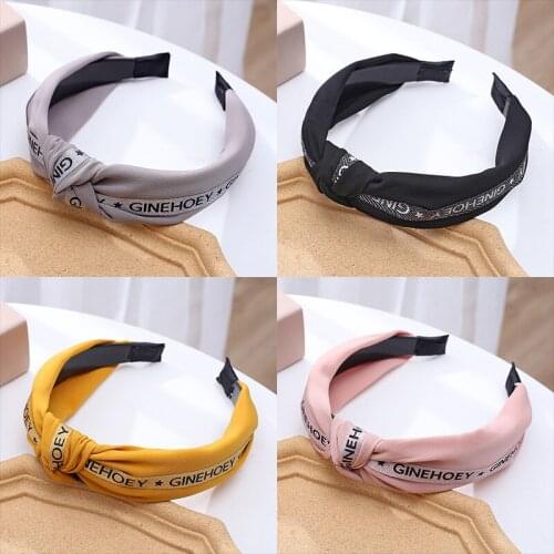 European and American Fabric Letters Hairband Hit the Color In the Middle Knotted Twisted Wide-Brimmed Hair Band Head hoops