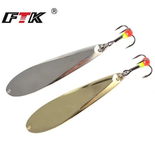 FTK Hard Artificial Bait Spoon Metal Wobblers Gold Silver Winter Jig Fishing Lure For Bass 12g Ice Fishing Accessories