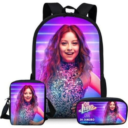 Customized Image 3Pcs/Set Soy Luna Printing School Bags Kids Boy School Backpacks Shoulder Bagpack Children Bookbag Satchel