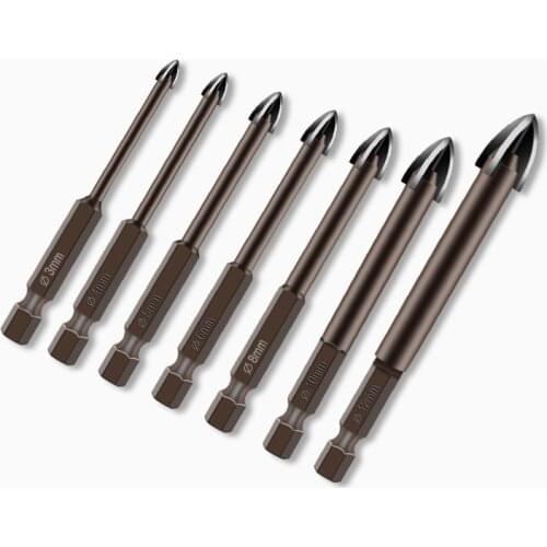 Cross Hex Tile Bits Glass Ceramic Concrete Hole Opener Alloy Triangle Drill Size 3mm 4mm 5mm 6mm 7mm 8mm 10mm 12mm