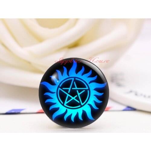 Handmade Round pentagram photo glass Cabochons, Jewelry Finding Cameo Pendant Settings, (F563-379681)
