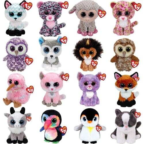 Fox Leopard Sheep Lion Owl Penguin Goat Animal Series Ty Beanie Cute Plush Toy kawaii Baby Doll Birthday Gift for Boys and Girls