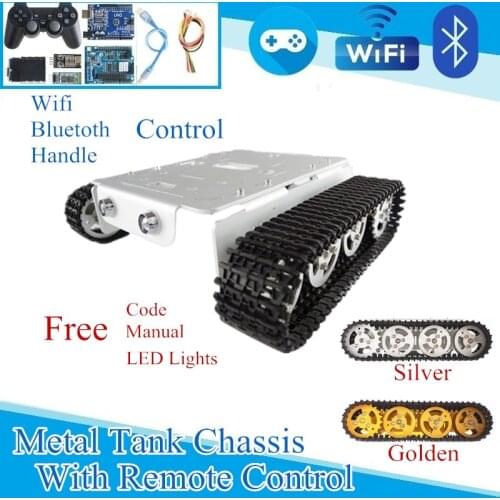 Metal Robot Tank Chassis With Wifi/BT/ Joystick RC Control Metal Frame Crawler Tracked Chain Car Vehicle Tractor Toy Kit T200