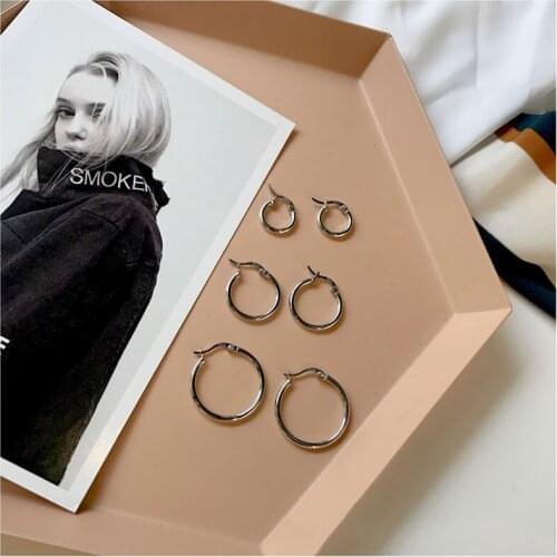 925 sterling silver earring fashion Fashion classic 13/18/23mm round ear ring ear bone wild trend wild female girl boy ear jewel