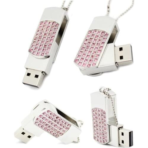 Fashion Crystal USB Flash Drive Pendrive 128GB 16GB 32GB Jewelry Memory Stick Pen Drive 1TB 2TB Gifts Creativo USB 3.0 Key 64GB