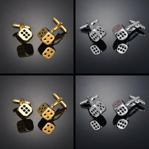 Gold dice Cufflinks French long sleeve shirt with studs and Cufflinks Cuff Links For Men
