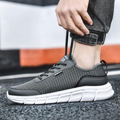 Men Mesh Shoes New Summer Outdoor Walking Men Footwear Lightweight Casual Lace-up Breathable Shoes Sneakers For Male Big Size 48
