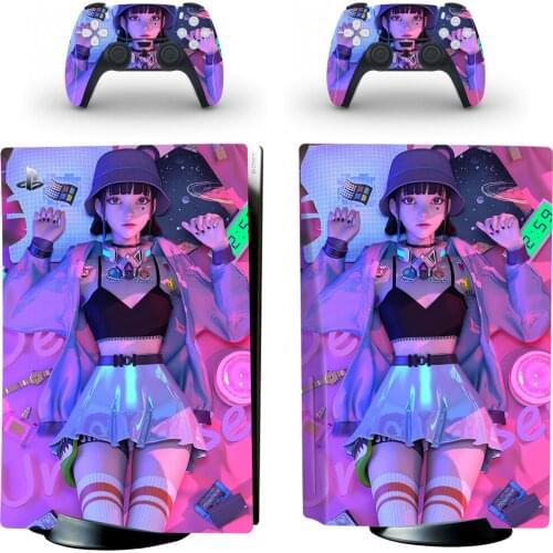Girl PS5 Disc Edition Skin Sticker for Playstation 5 Console & 2 Controllers Decal Vinyl Protective Skins Style 1