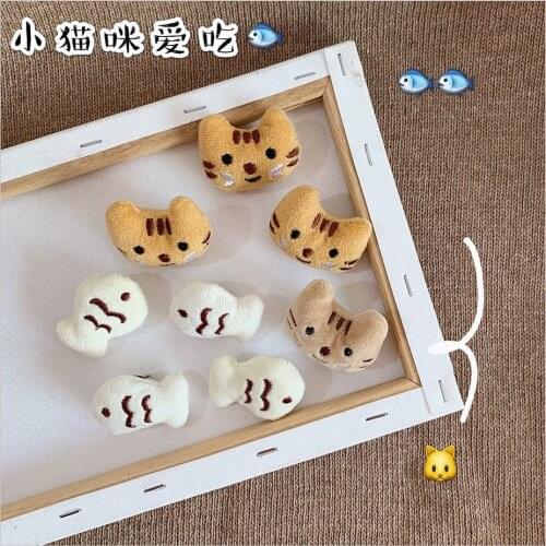 2021 New Harajuku Cute Style Plush Brooch Cute Cat Head Fish Brooch Handbag Decorations Creative Ornaments Jewelry Wholesale