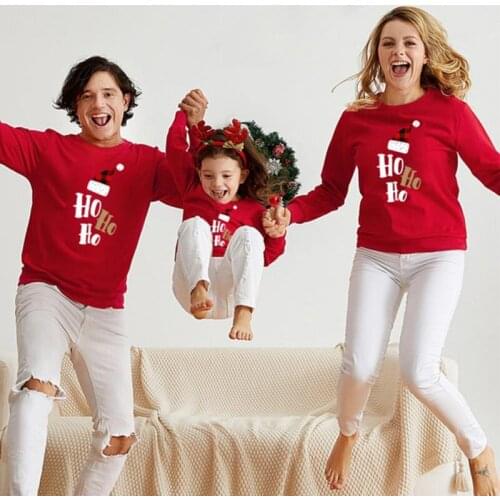 Autumn Winter Family Matching Outfits Christmas Instagramable Round Neck Long Sleeve Sweatshirt Parent-child Wear