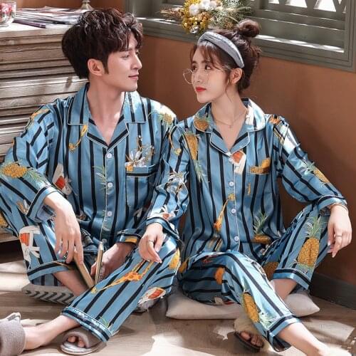 Luxury Pajama suit Satin Silk Pajamas Sets Couple Sleepwear Family Pijama Lover Night Suit Men & Women Casual Home Clothing