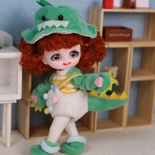 Dream Fairy 1/8 BJD Doll Cute Animal Dress Up 16CM Ball Jointed Doll with Clothes Shoes Makeup DIY Toys Pocket Doll for Girls