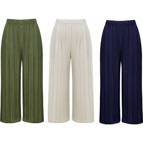 Miyake wide leg pants new pleated wide leg one size pants six colors