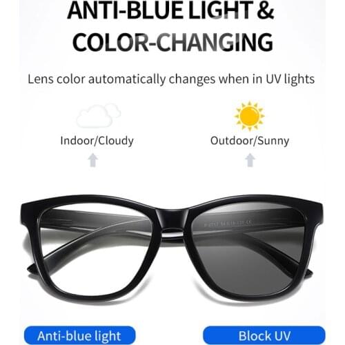 2020 Women Blue Light Blocking Glasses TR Photochromic Sunglasses Outdoor Indoor Eyewear Computer Glasses Anti Reflective Lenses