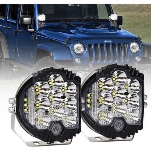 EURS 2pcs 5Inch LED Headlights DRL Hi/Lo Beam 50W 5000LM 5'' 9LEDS For Wrangler Offroad Jeep Lada Niva 4x4 UAZ 12V 24V