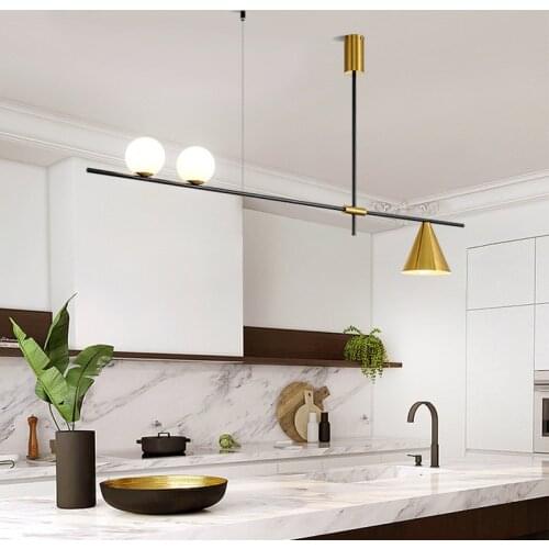 Nordic Home Living Room Led Pendant Lamps Restaurant Dining Room Home Bedroom Gold/black Led Minimalist Metal Line Hanging Lamp