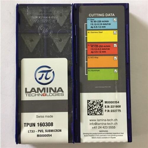 TPUN160308-NN LT30 100% Original LAMINA carbide insert with the best quality 10pcs/lot free shipping