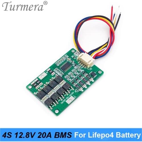 Turmera 32650 32700 Lifepo4 Battery BMS 4S 12.8V 14.4V 20A Balance for 12V Electric Boat Uninterrupted Power Supply Battery Use