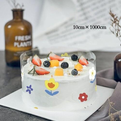 1 Roll Cartoon Flower Cake Surround Film Baking Accessories Transparent Mousse Cake Collar Cake Decoration Accessories