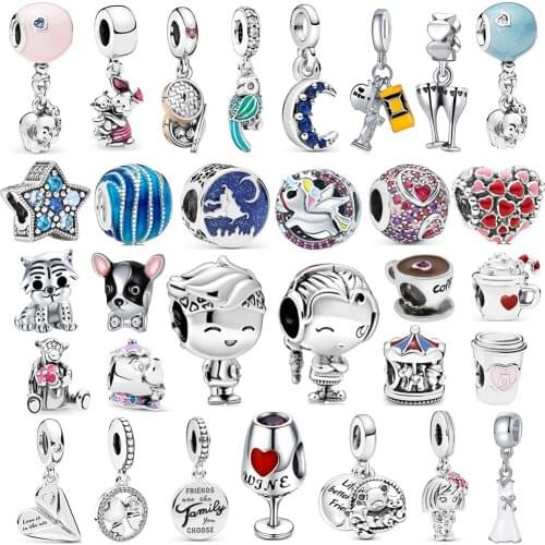 1Pcs New Cute Boy girl Cup Puppy Elephant Pendant Suitable for Original Pandora Charm Bracelet Necklace Lady DIY Jewelry Gifts