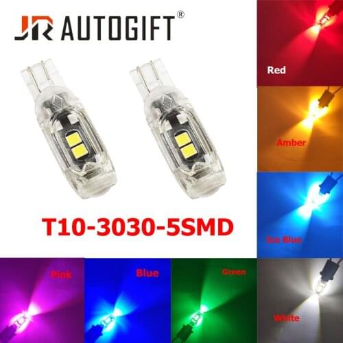 10PCS W5W 3030 SMD Car T10 LED 194 168 Wedge Replacement Reverse Instrument Panel Lamp White Red Amber Bulb For Clearance Lights