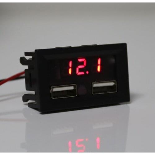 12V Lead Acid Battery Capacity Indicator Car Power Display Voltage Meter with Dual USB Charger Output 5V 2A