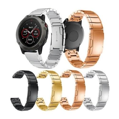 20mm 22mm 26mm Stainless Steel Watch Bands for Garmin Fenix 3/5/5X/5S Easy Quick Install Fit Link Replacement Smart Watch Strap