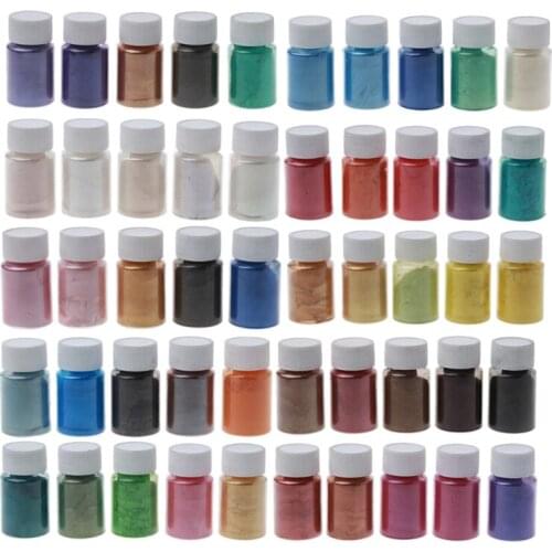50 Colors Pigments Brilliant Mica Powder Epoxy Resin Makeup Bomb Soap Candle DIY