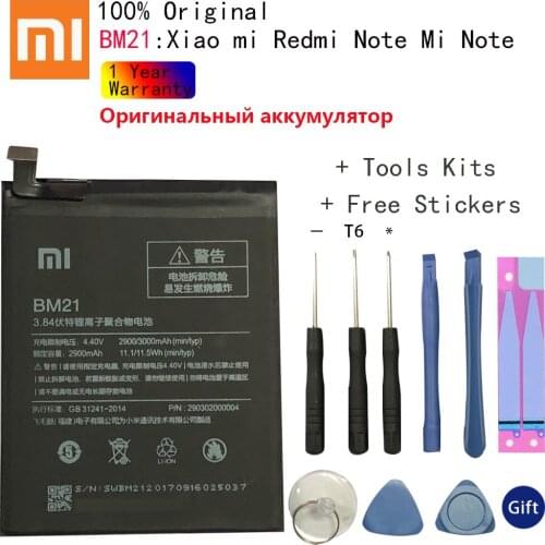 Xiao Mi Xiaomi Mi BM21 Phone Battery For Xiao mi Redmi Note Mi Note Note 5.7" Redrice Note BM21 2900mAh Original Battery + Tool