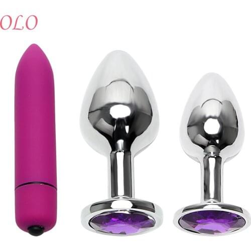 OLO Prostate Massage Butt Plug G Spot Stimulate Anal Plug Bullet Vibrator Adult Product Sex Toys for Women 3PCS