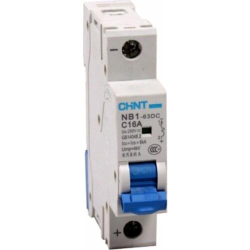 CHINT DC Circuit Breaker NB1-63DC 1P DC250V 6KA used in PV and communication system C1A 2A 3A 4A 6A 10 16A 20 25 32A 40 50A 63A