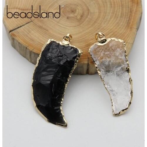 Beadsland Natural Stone Semiprecious Stone Crystal Irregular Tooth Shapped Pendant DIY Fashion Necklace Size 20*50 mm38584