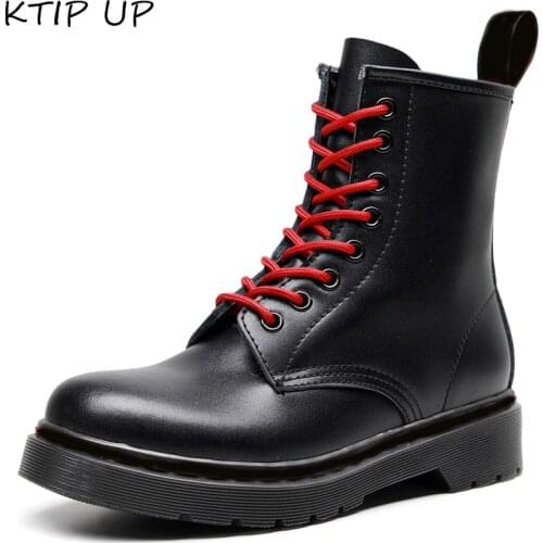 Fashion Black Round head Genuine Leather Ankle Boots for Women Spring Autumn Shoes Woman Punk Motorcycle Boots Women Shoes